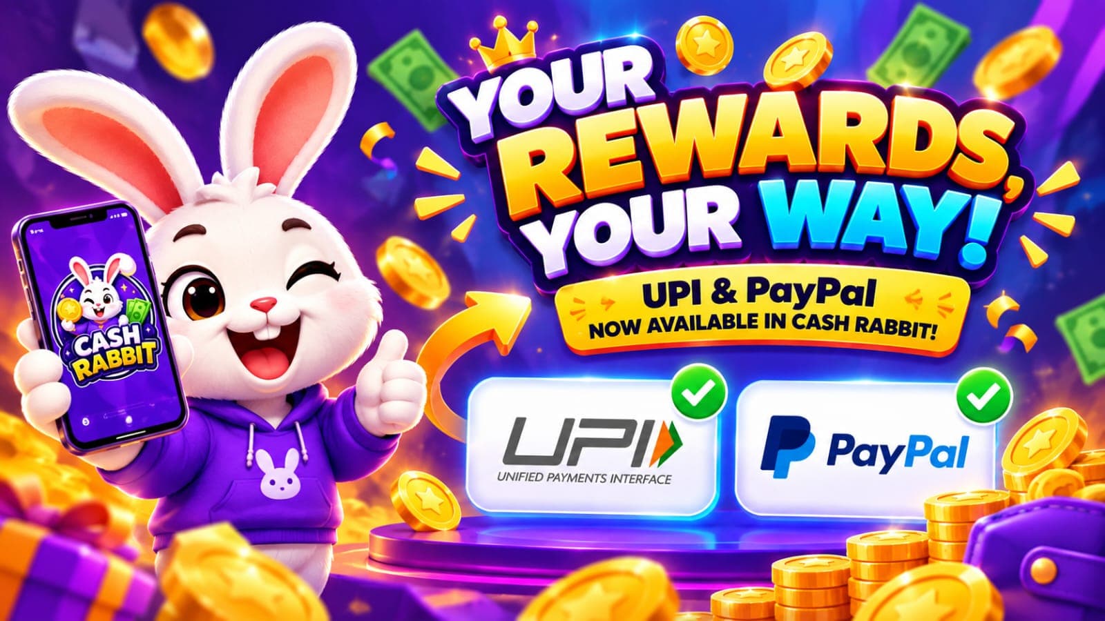 Cash Rabbit Update: UPI and PayPal Withdrawals Are Here