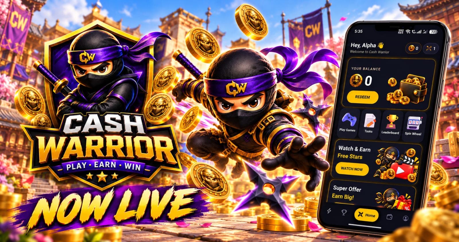 Cash Warrior Is Here: Play Ninja Skill Games, Earn Free Rewards